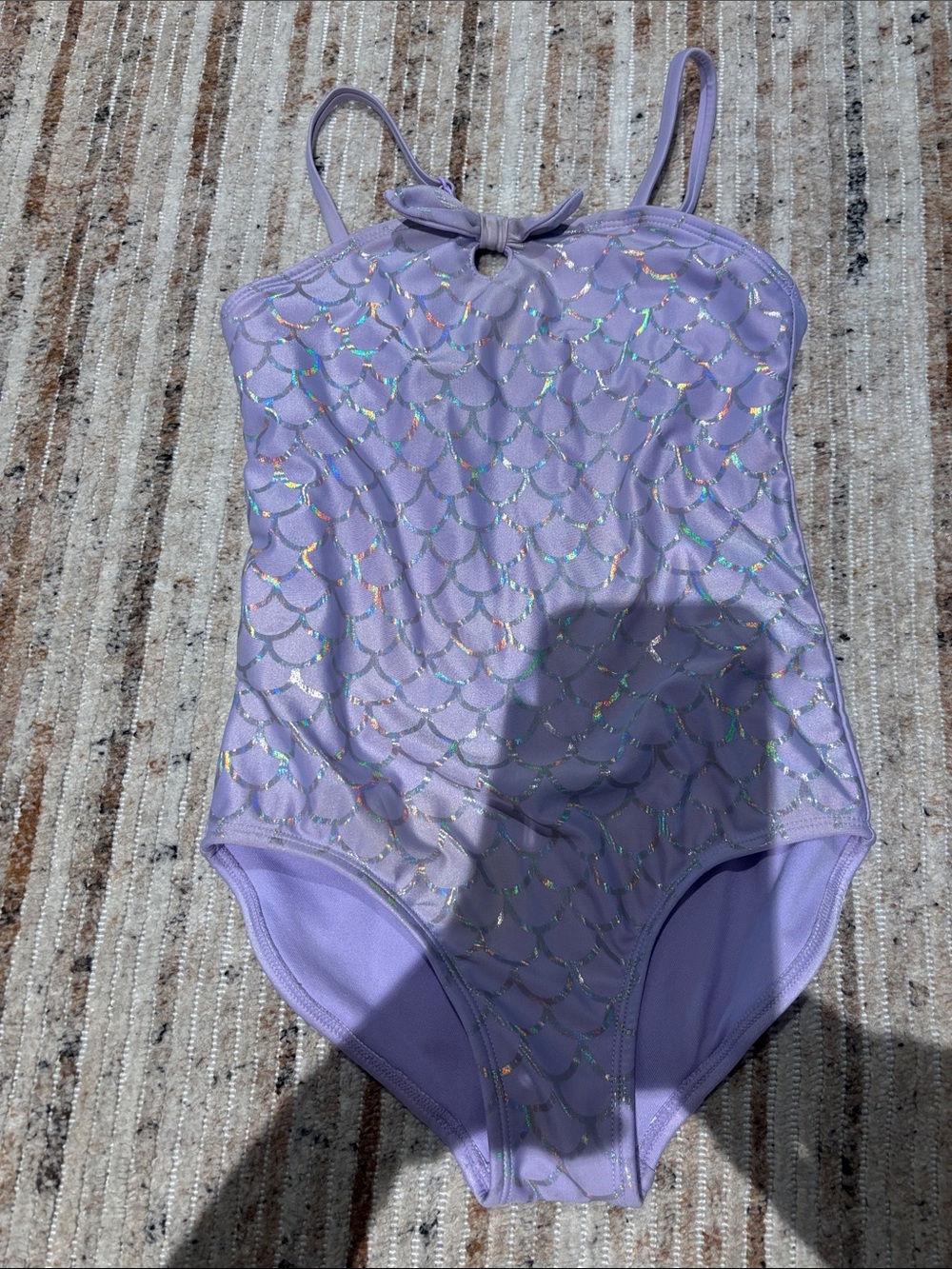 Cat & Jack Lavender Holographic Mermaid Scale One-Piece Swimsuit